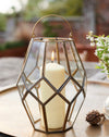 Antique look hand welded glass and brass lantern.