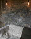 Chunky cable knitted throw - off white/light grey