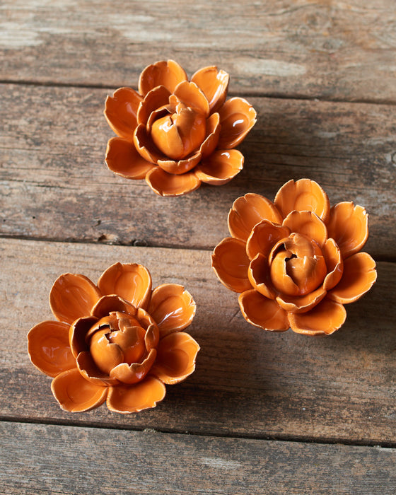 glazed ceramic peony wall art