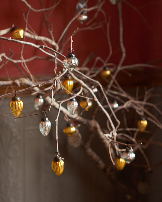 small silver and gold Christmas baubles