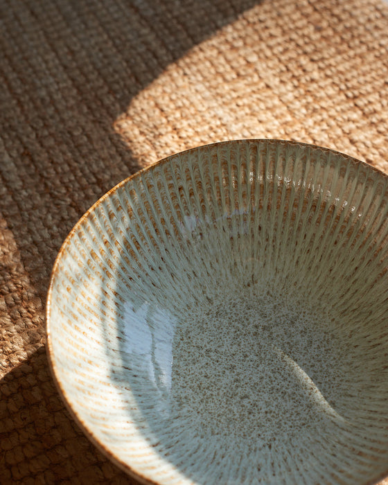 Glazed Stoneware Fleur bowl in natural shell like tones