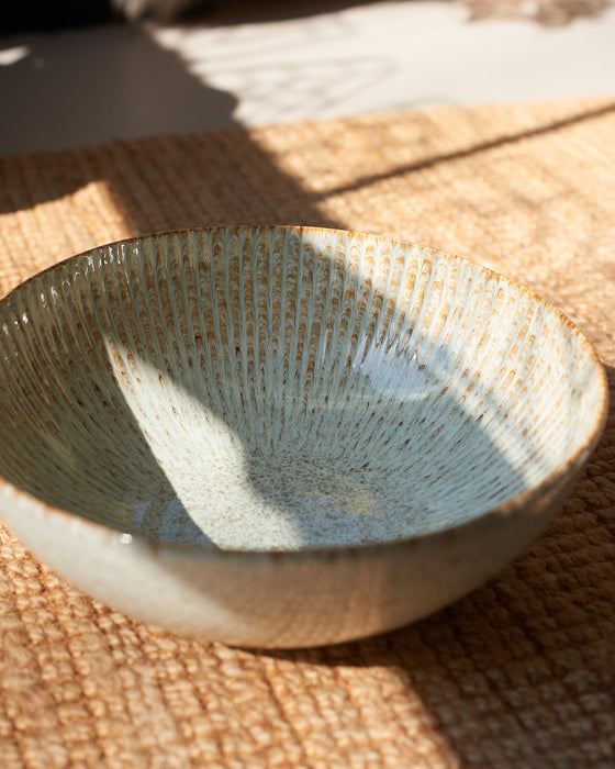 Glazed Stoneware Fleur bowl in natural shell like tones