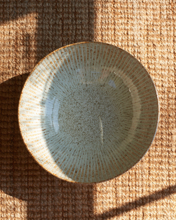 Glazed Stoneware Fleur bowl in natural shell like tones