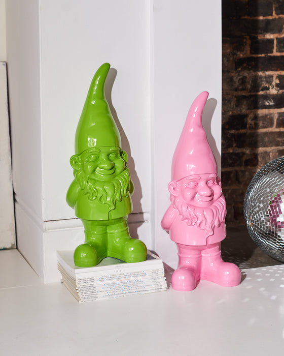 Brightly Coloured Large Standing Gnome- Green
