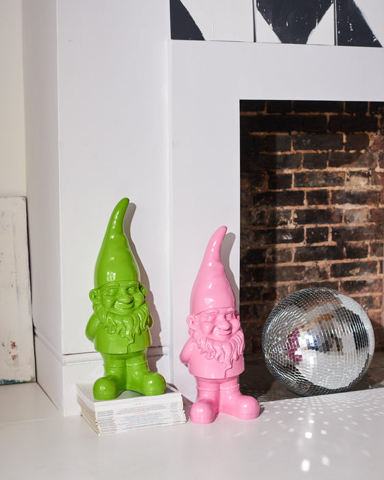 Brightly Coloured Large Standing Gnome- Pink