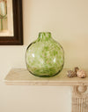 Beautiful Glass vase with green leopard print spots