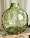 Beautiful Glass vase with green leopard print spots