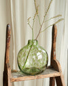 Beautiful Glass vase with green leopard print spots