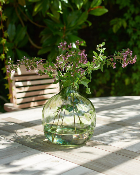 Beautiful Glass vase with green leopard print spots