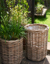 woven rattan planter with plastic liner