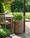 woven rattan planter with plastic liner