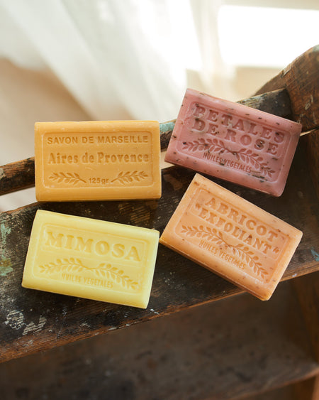 set of 4 luxury Savon de Marseilles soaps.Each Soap has a unique strong fragrance