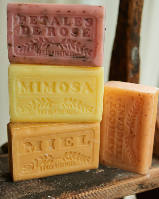 set of 4 luxury Savon de Marseilles soaps.Each Soap has a unique strong fragrance