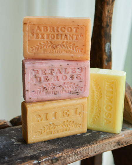 set of 4 luxury Savon de Marseilles soaps.Each Soap has a unique strong fragrance