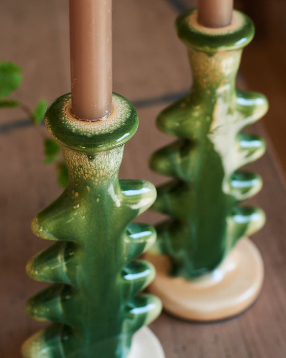 tree inspired candle stick holder-green