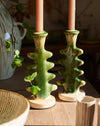 tree inspired candle stick holder-green