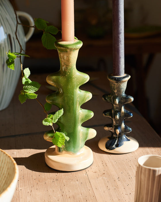 tree inspired candle stick holder-green