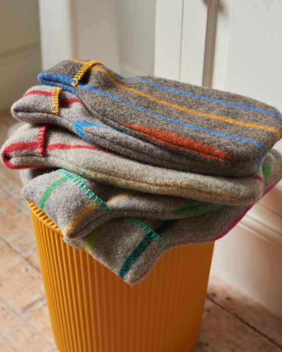 Recycled Wool Hot Water bottle With Blanket Stitched Detail.