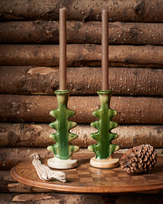 tree inspired candle stick holder-green