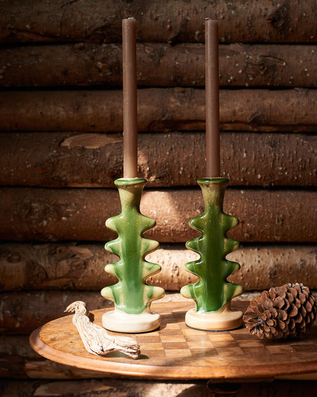 tree inspired candle stick holder-green