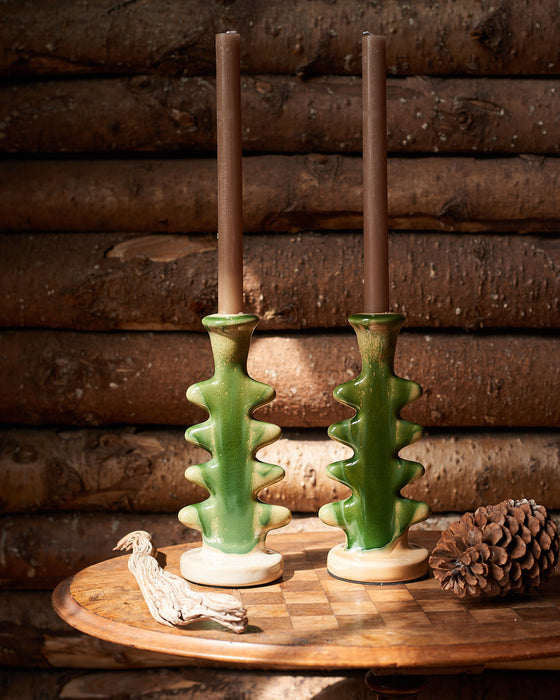 tree inspired candle stick holder-green