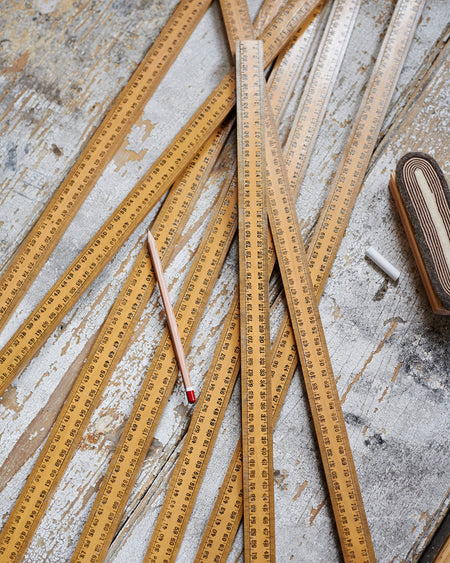 Old school 1 metre length hardwood wooden ruler.