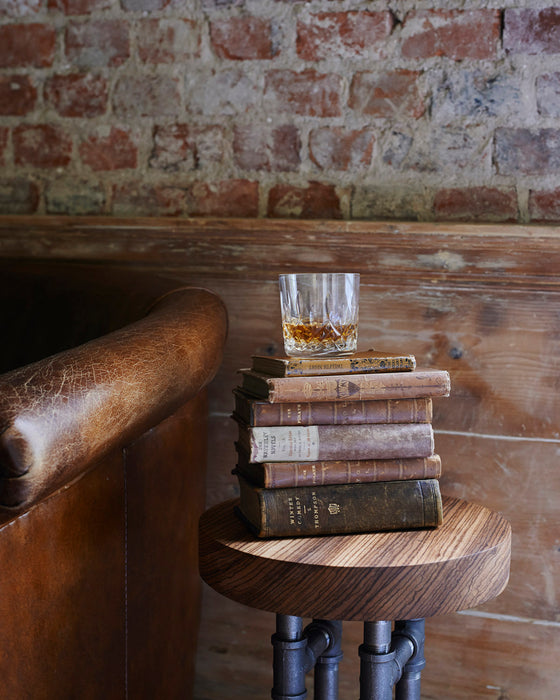 Industrial 3/4 inch steel pipe side table- Zebrano wood