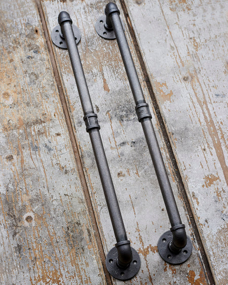 A pair of Long heavy duty industrial metal handles