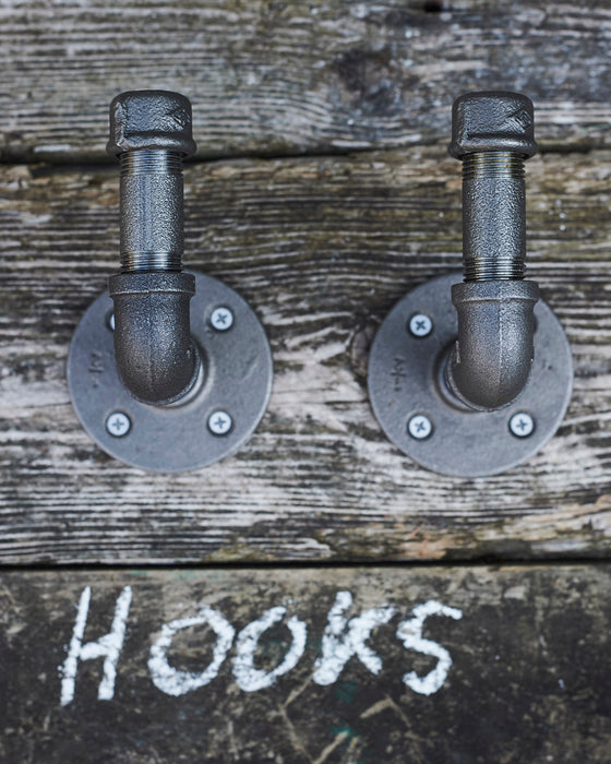 Industrial raw metal pipe hooks - set of 2