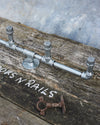 Galvanised Industrial metal row of 4 hooks-1/2 inch