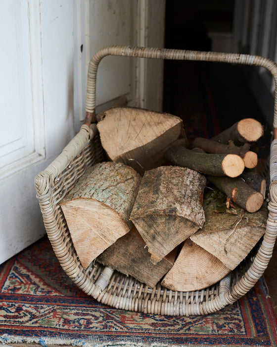 Large rattan log basket trug- a pair