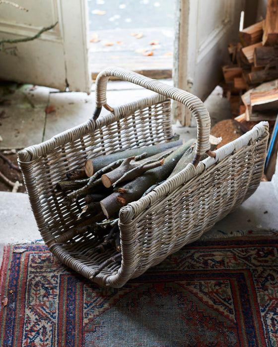 Large rattan log basket trug- a pair