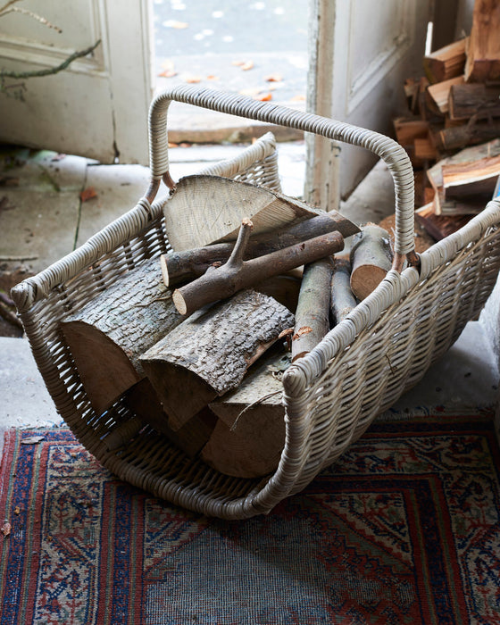 Large rattan log basket trug- a pair