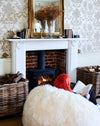 Large Sumptuous sheepskin beanbag - ivory