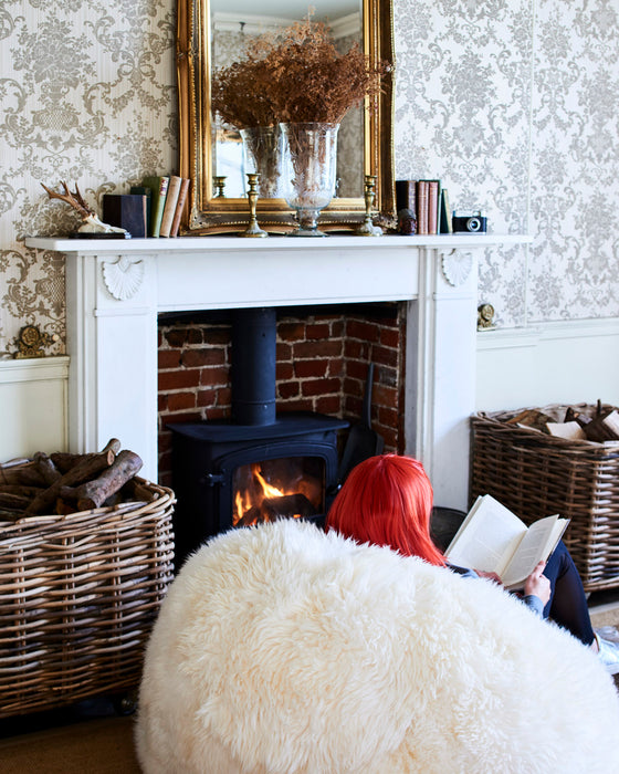 Large Sumptuous sheepskin beanbag - ivory