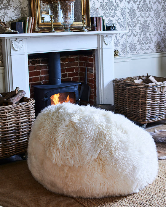 Large Sumptuous sheepskin beanbag - ivory