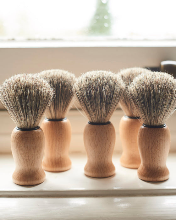 Luxury shaving brush- Badger bristle mounted in beechwood