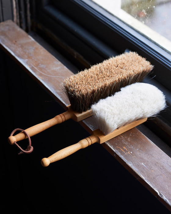 Small luxury handmade Goats hair dust-brush set in beechwood