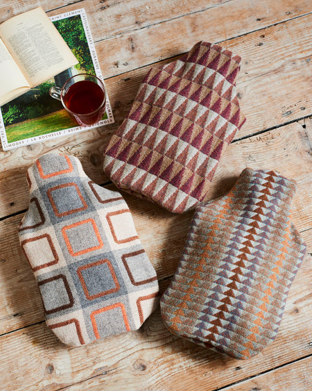 100% merino lambswool retro hot water bottle covers.