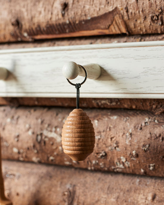 Solid turned Oak key rings- Acorn and beehive