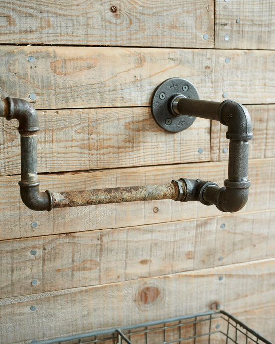 Unique upcycled, galvanised industrial towel rail holder.
