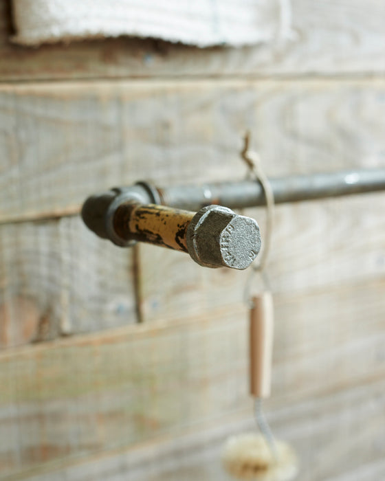 Unique upcycled, galvanised industrial towel rail holder.