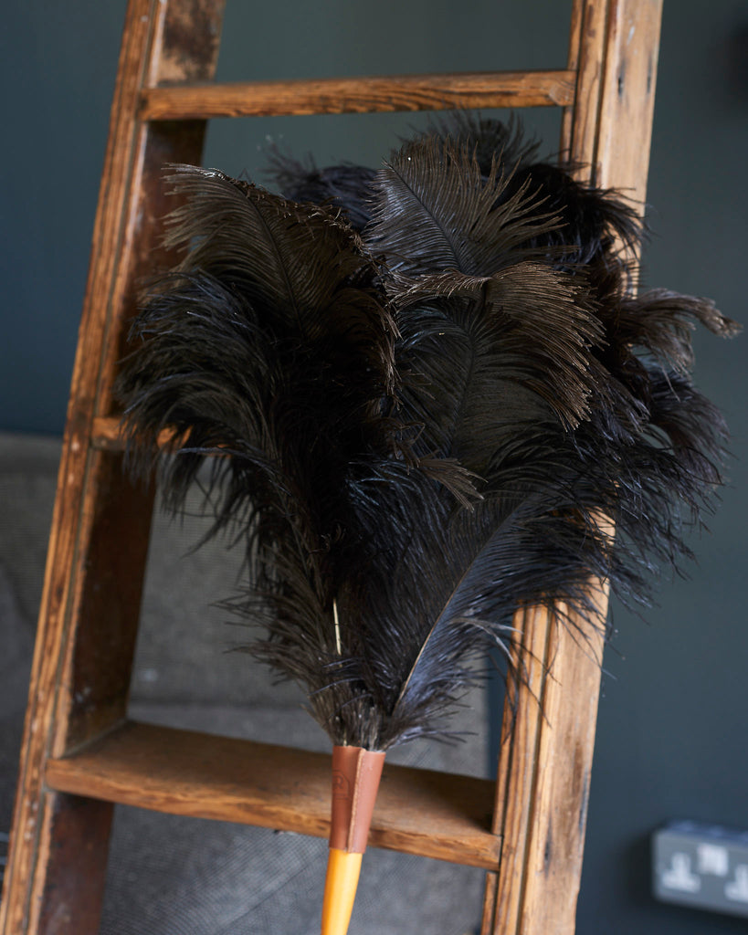 Finest quality Ostrich feather duster with hanging loop Dark grey blac brush64