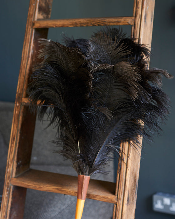 Finest quality Ostrich feather duster with hanging loop - Dark grey/Black
