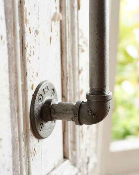 A pair of heavy duty industrial metal door handles