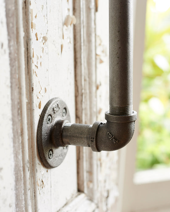 A pair of heavy duty industrial metal door handles
