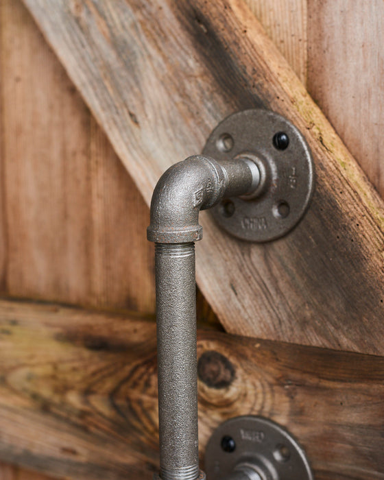 A pair of heavy duty industrial metal door handles