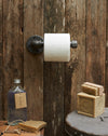 Industrial 3/4 inch metal loo roll holder - Raw black malleable steel