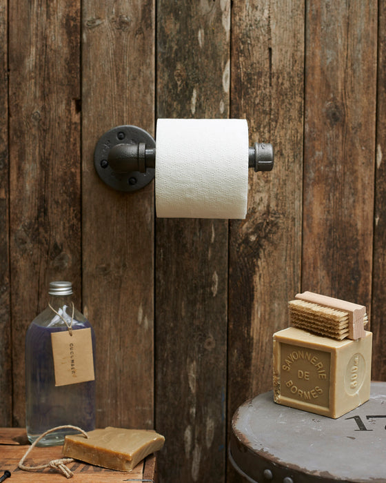 Industrial 3/4 inch metal loo roll holder - Raw black malleable steel