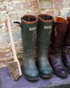 long handled boot brush in untreated beech